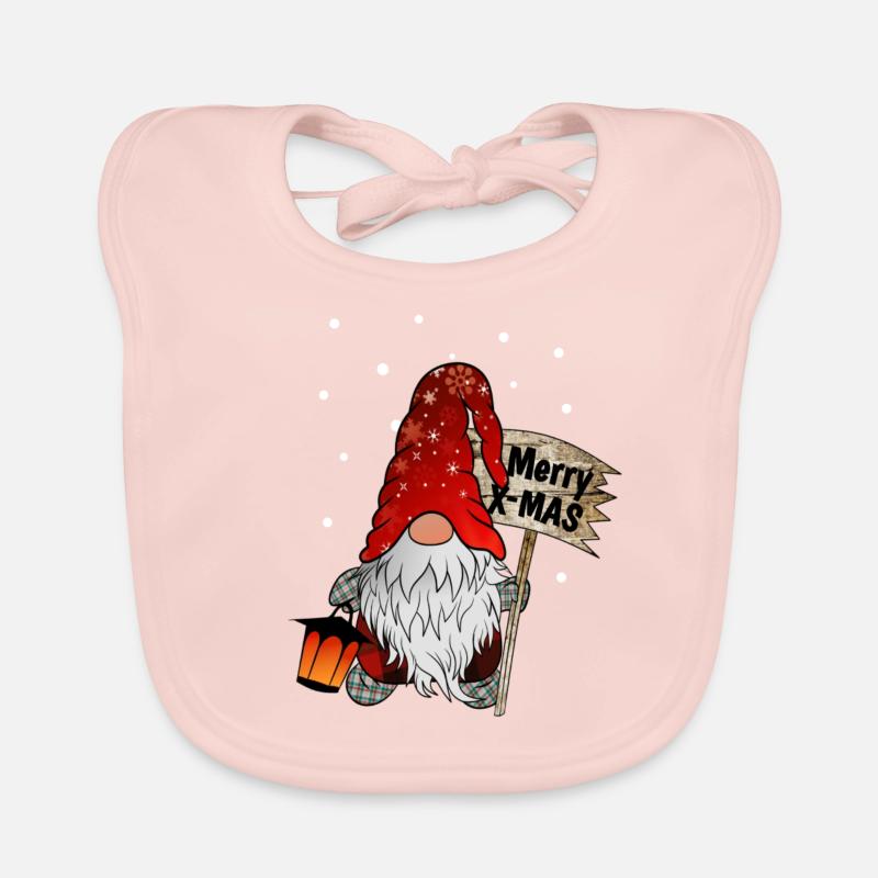 Christmas Dwarf Christmas Gnome Organic Baby Bibs