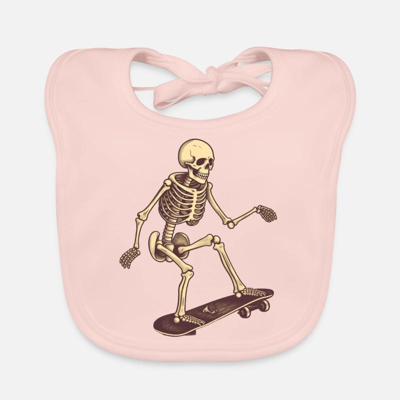 Skateboard Skeleton - Bavoir bio Bébé - rose