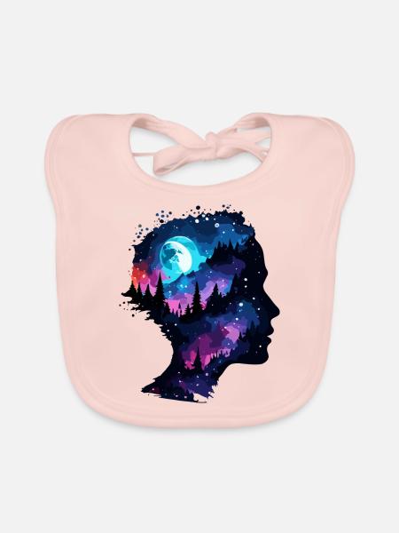 Silhouette / Forest / Portrait / Trees / Person - Organic Baby Bibs - rose - Front