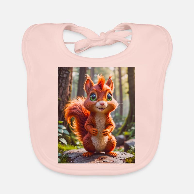 Animaux super mignons dans une forêt – écureuil roux Bavoir bio Bébé