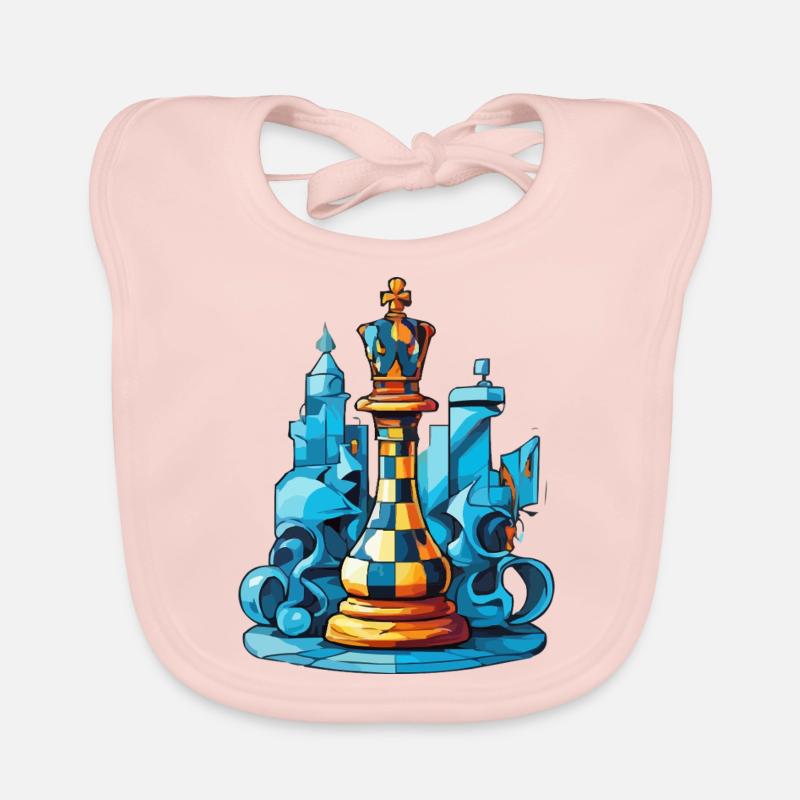 Roi des échecs - Bavoir bio Bébé - rose