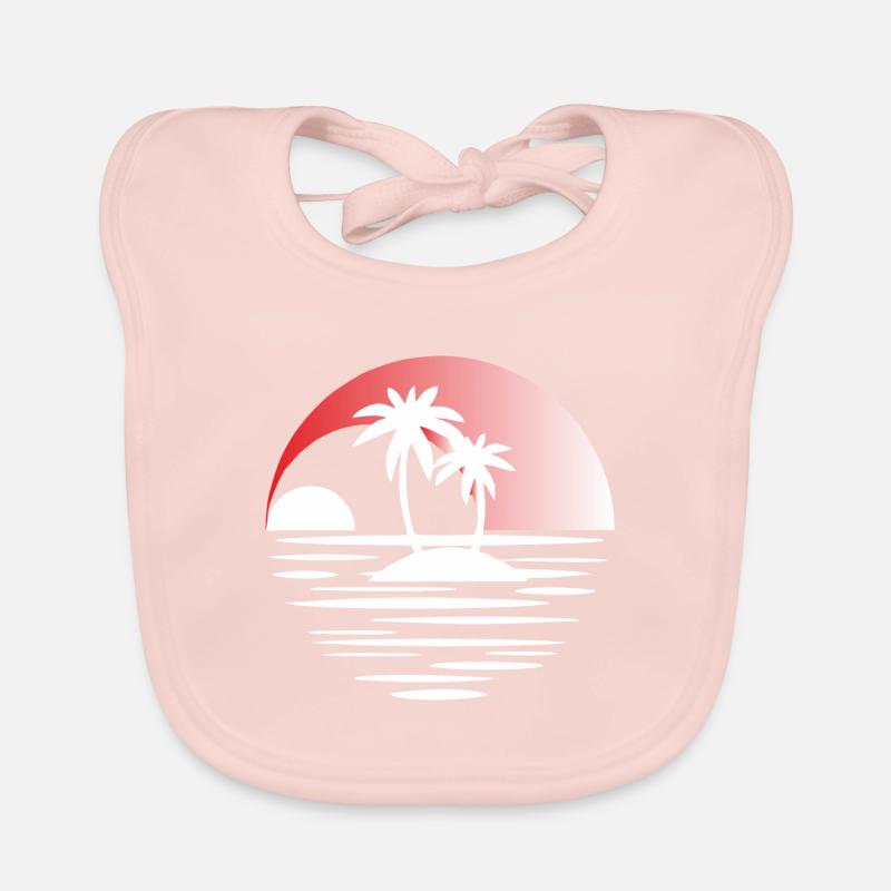 Island with palm trees white red Organic Baby Bibs
