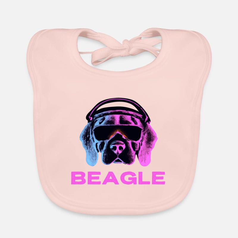 Beagle Synthwave 90er Hund Geschenk Retro Baby Bio-Lätzchen