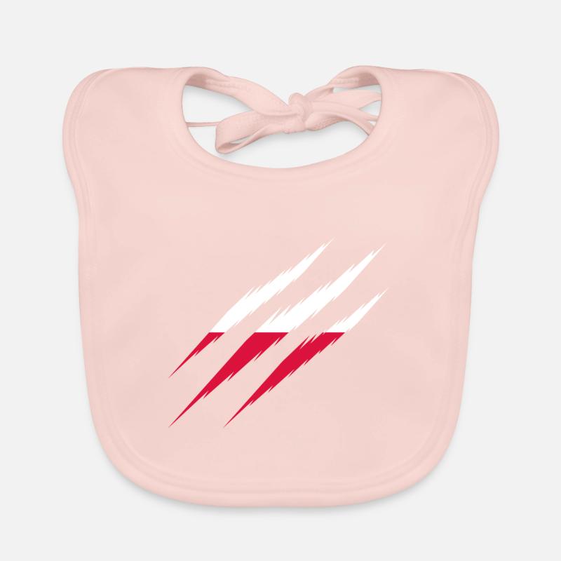 Poland flag scratches claws scratch mark scratch cut Organic Baby Bibs