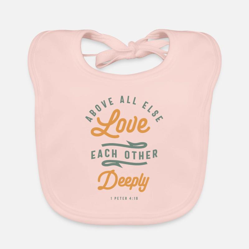 Amour profond - Citation chrétienne - Bavoir bio Bébé - rose