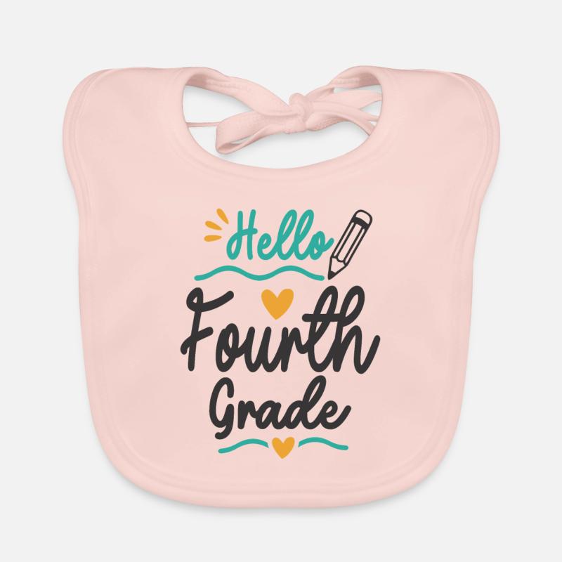 Hello Fourth Grade Back To School Teacher Student Organic Baby Bibs