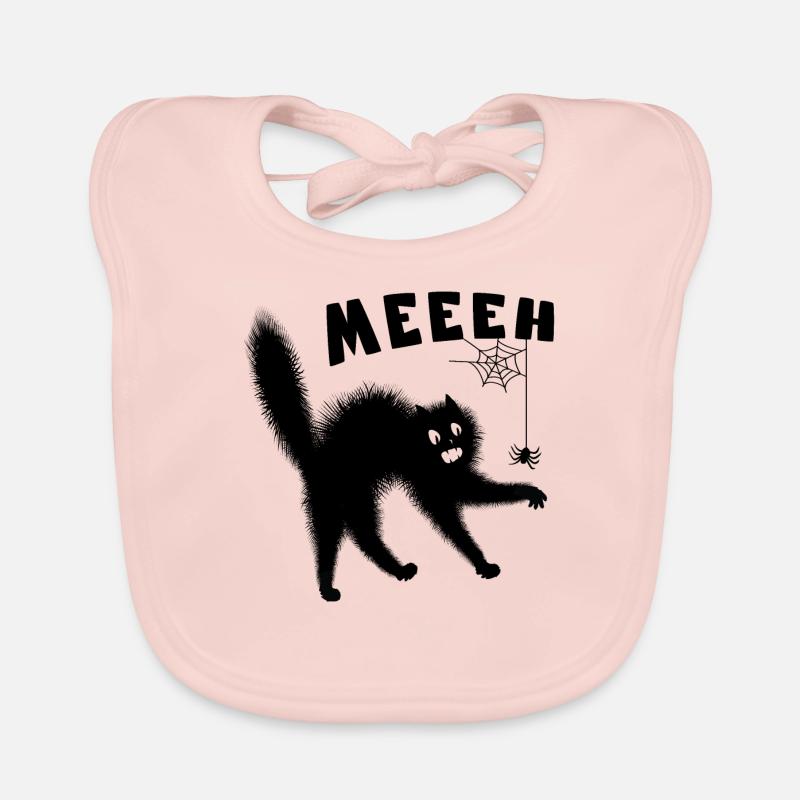 Meeh - Katze, die von einer Spinne erschreckt wird - Humor Baby Bio-Lätzchen