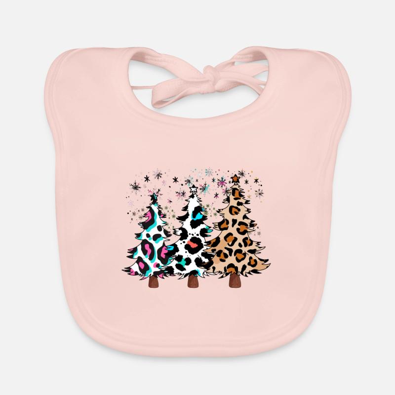 Christmas trees, Leopard Christmas Trees, Winter Organic Baby Bibs