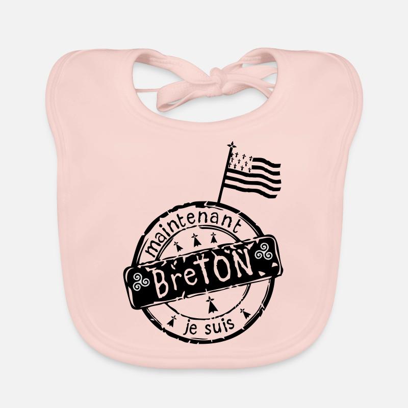 logo je suis breton maintenant drapeau - Bavoir bio Bébé - rose