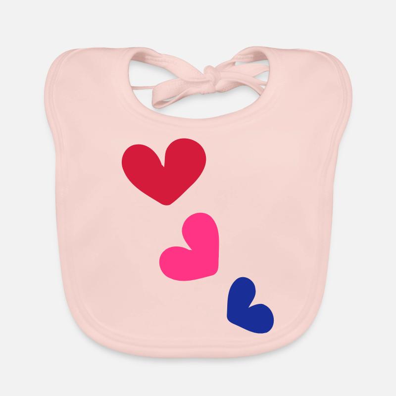 3_colorful hearts Organic Baby Bibs
