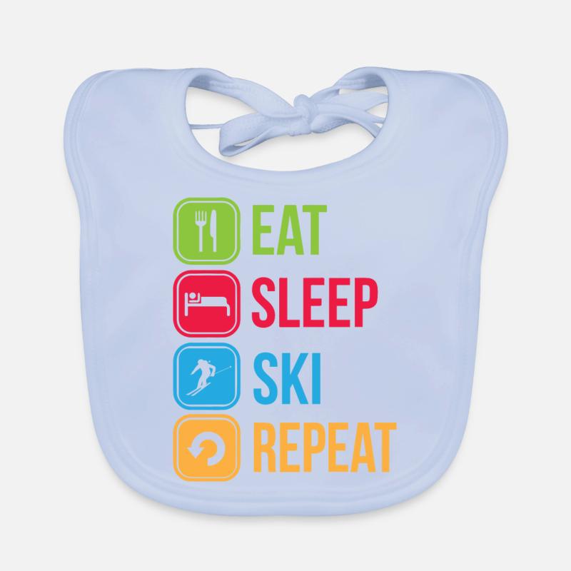 Eat Sleep Ski Repeat Organic Baby Bibs
