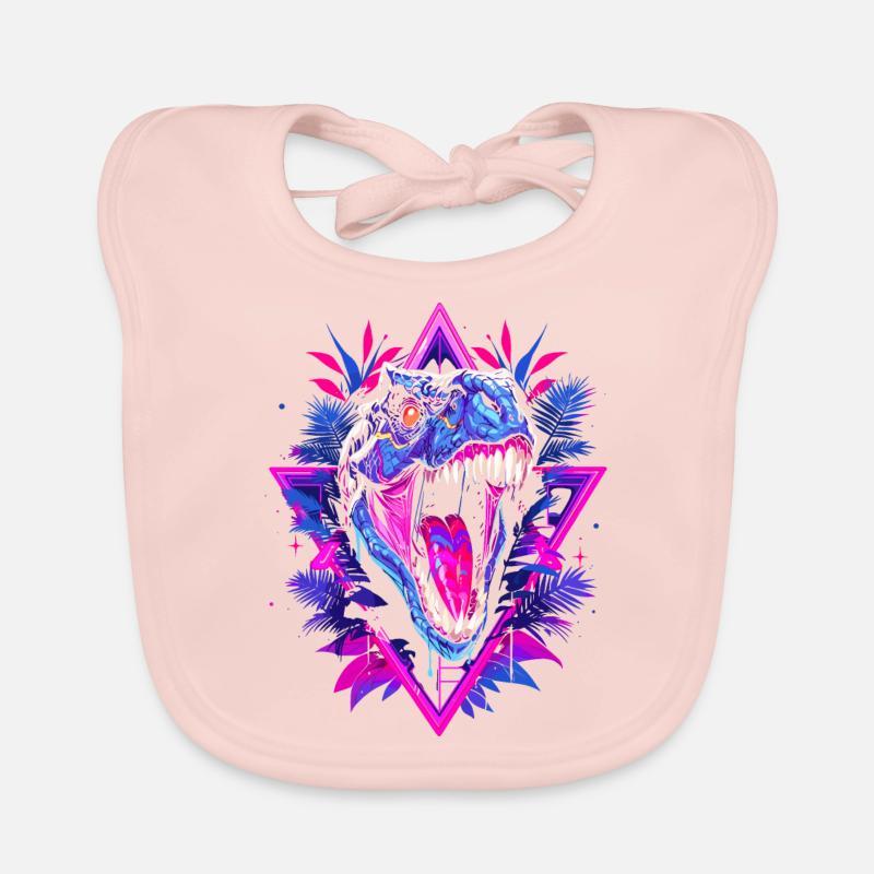 Synthwave Raptor Baby Bio-Lätzchen