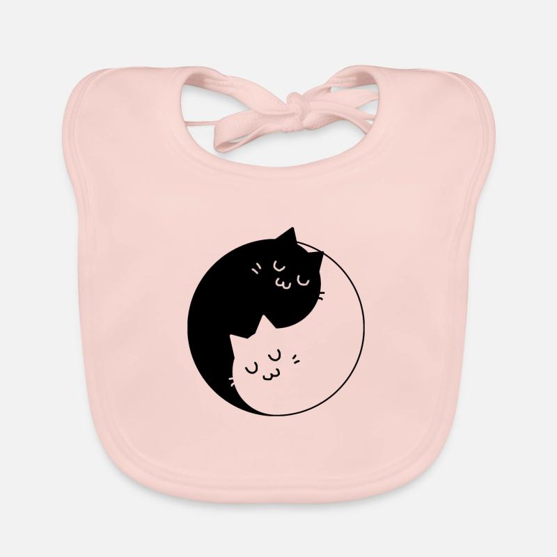 Chats Yin Yang - Bavoir bio Bébé - rose