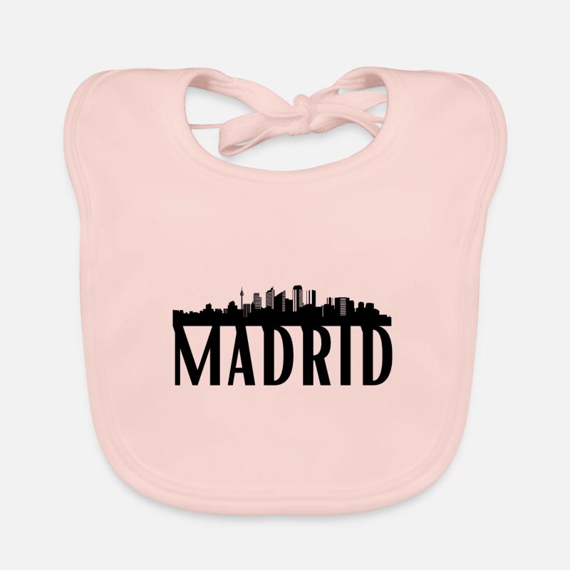 Madrid Spain skyline capital gift Organic Baby Bibs