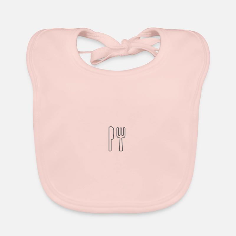 Fourchette à couteau - Bavoir bio Bébé - rose
