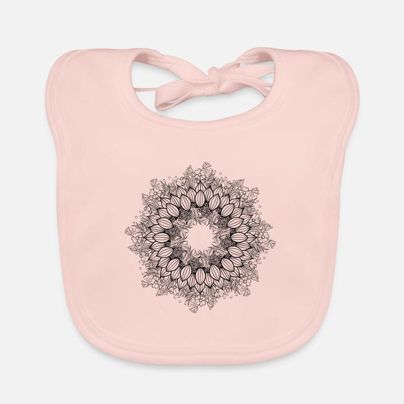 Couronne de fleurs - noir - Bavoir bio Bébé - rose