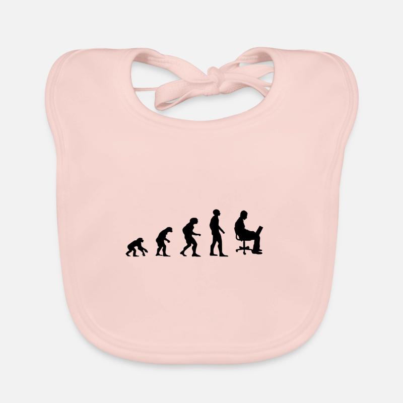 Evolution Mann am Laptop, Arbeit, Pc - Baby Bio-Lätzchen - Rose