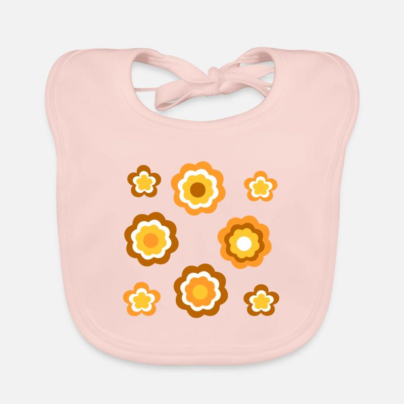 70s Flower Pattern Retro Organic Baby Bibs