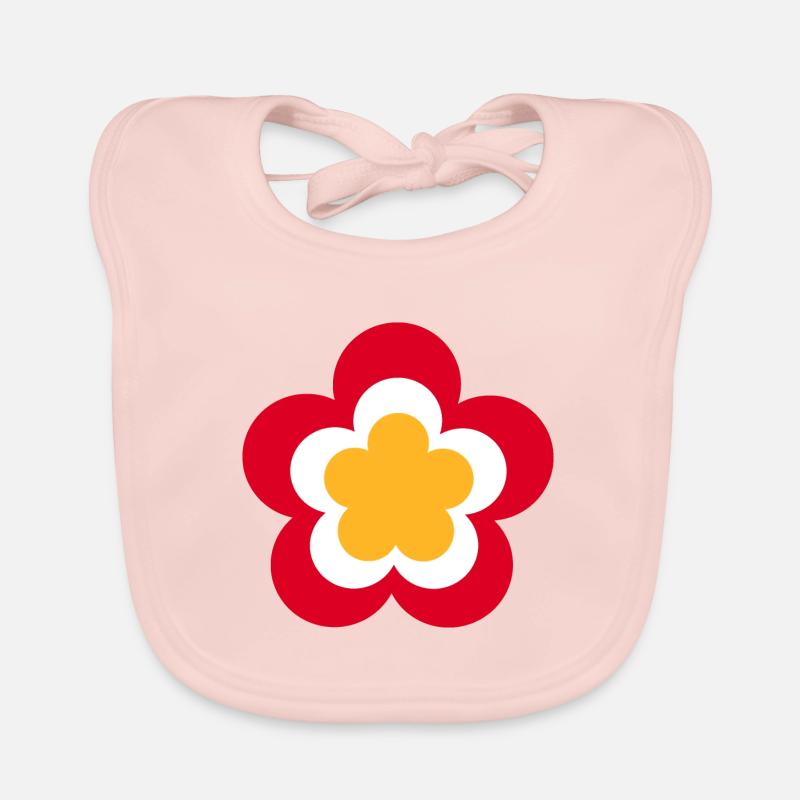 70s Flower Pattern Red Organic Baby Bibs