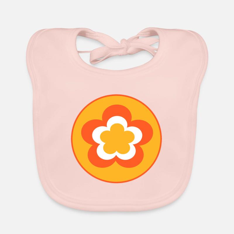 70s Flower Pattern Organic Baby Bibs
