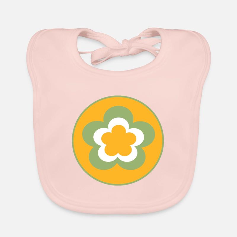 70s Flower Pattern Organic Baby Bibs