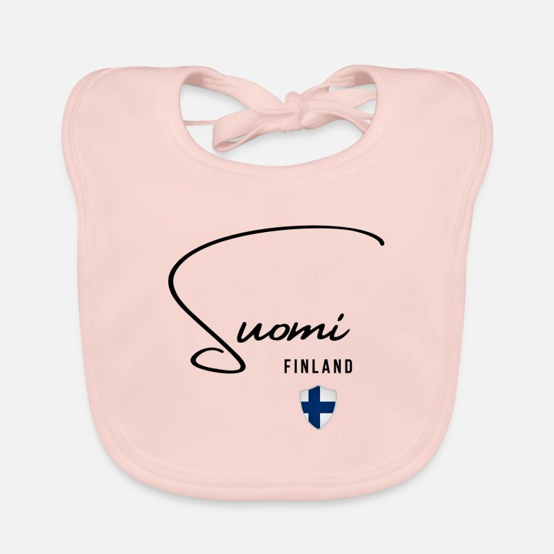 Drapeau de la Finlande, fierté finlandaise - Bavoir bio Bébé - rose
