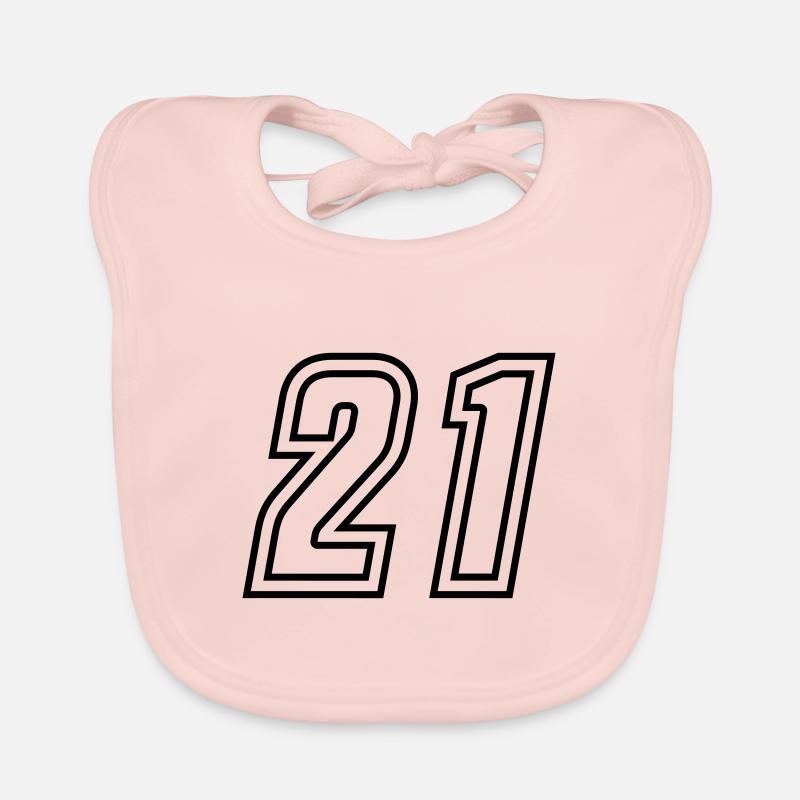 21 Numéro de numéro - Bavoir bio Bébé - rose