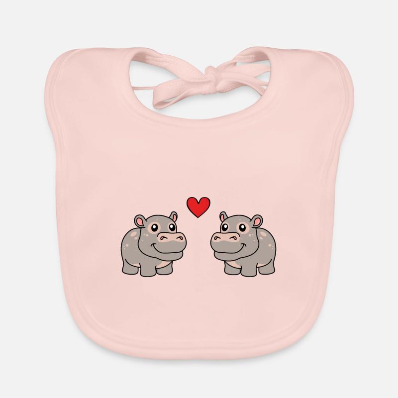 Nilpferd Comic Tier Paar Liebe Baby Bio-Lätzchen