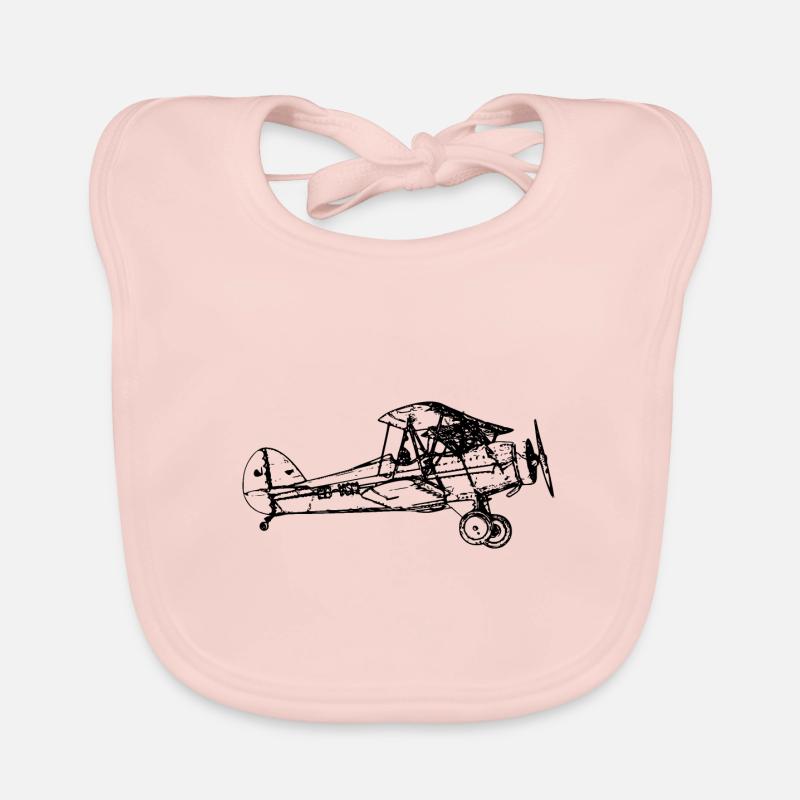 Biplan d’aéronef - Bavoir bio Bébé - rose