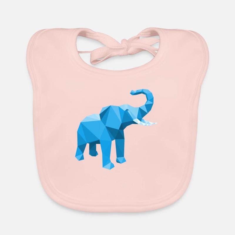 Bleu éléphant avec effet LowPoly élégant Bavoir bio Bébé