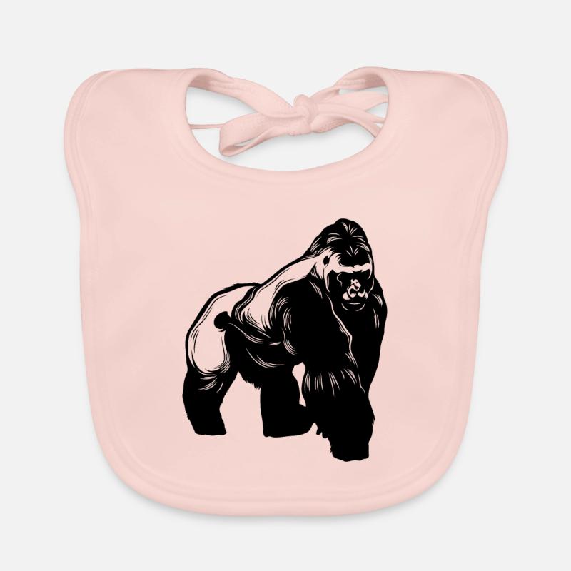 Gorilla Tier - Baby Bio-Lätzchen - Rose