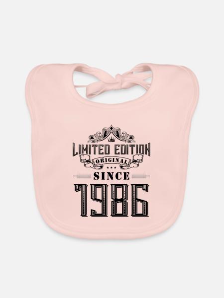 1986 limited edition - Organic Baby Bibs - rose - Front
