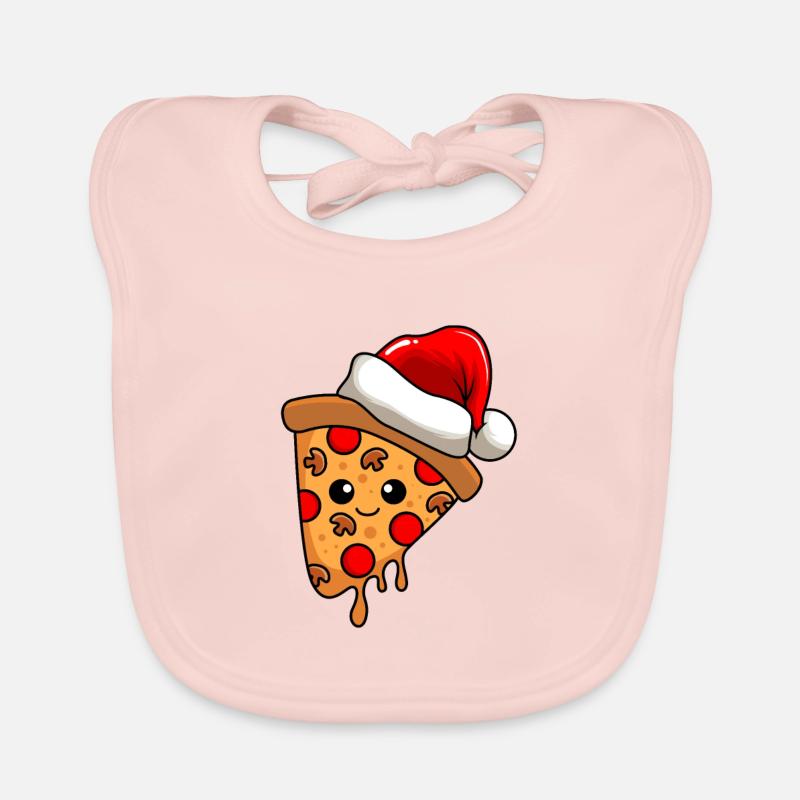 Pizza Christmas Comic Xmas Organic Baby Bibs