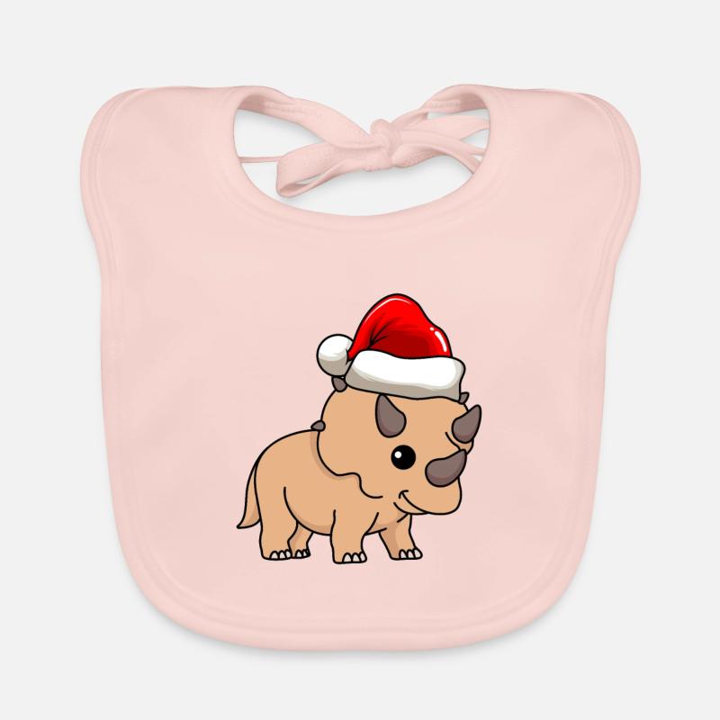 Dinosaur triceratops Christmas Organic Baby Bibs