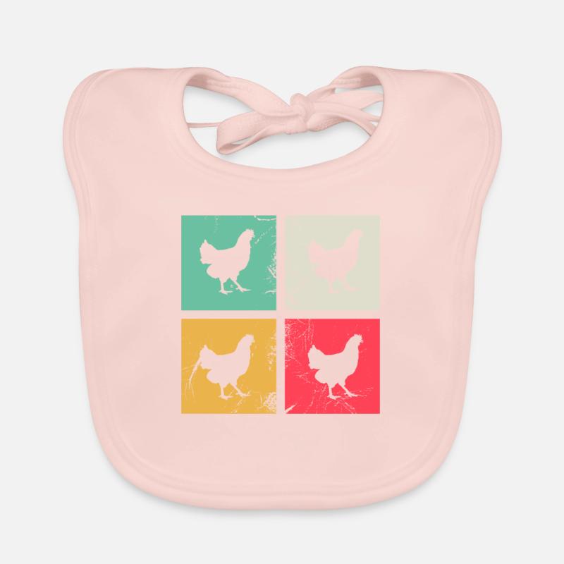 Huhn Hühner Hahn Bauer Retro Bauernhof Geschenk Baby Bio-Lätzchen