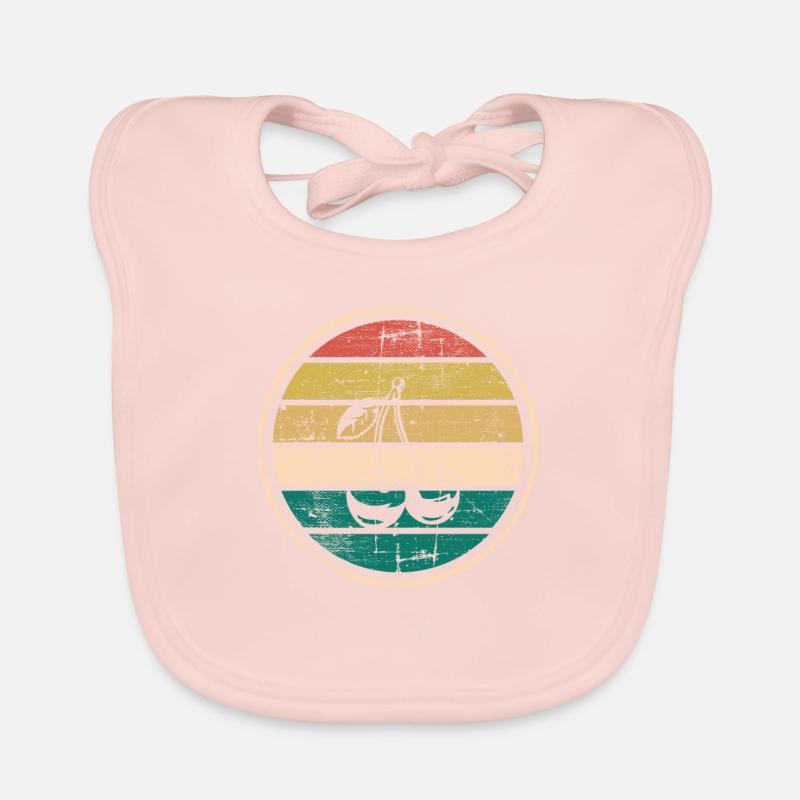 Cherry Fruit Retro Round Fruits Red Gift Organic Baby Bibs
