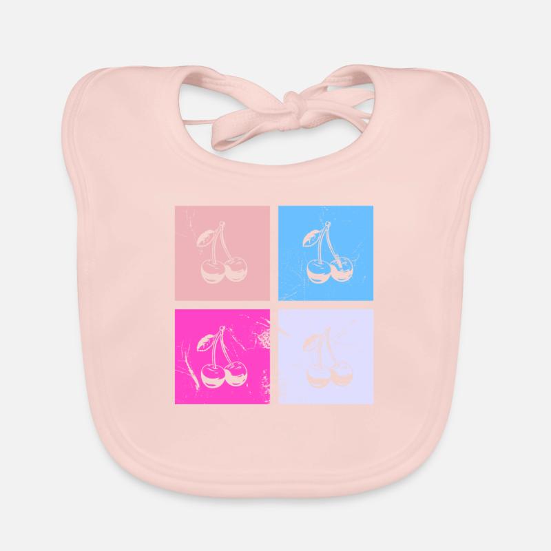 Cherry Retro Fruit Fruit Cherries Organic Baby Bibs