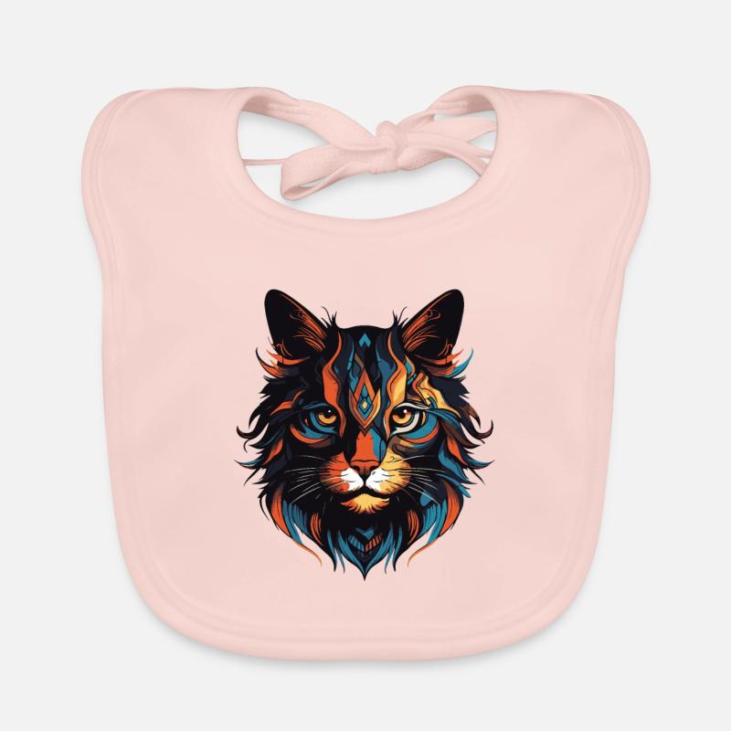 Cat Portrait Head Organic Baby Bibs