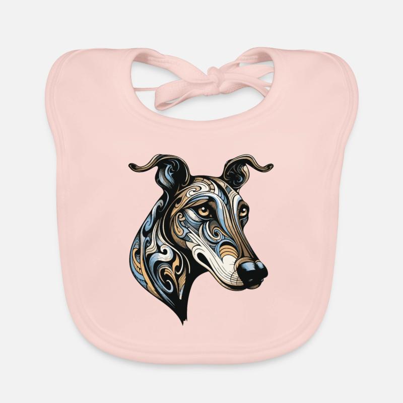 Greyhound Dog Portrait Organic Baby Bibs