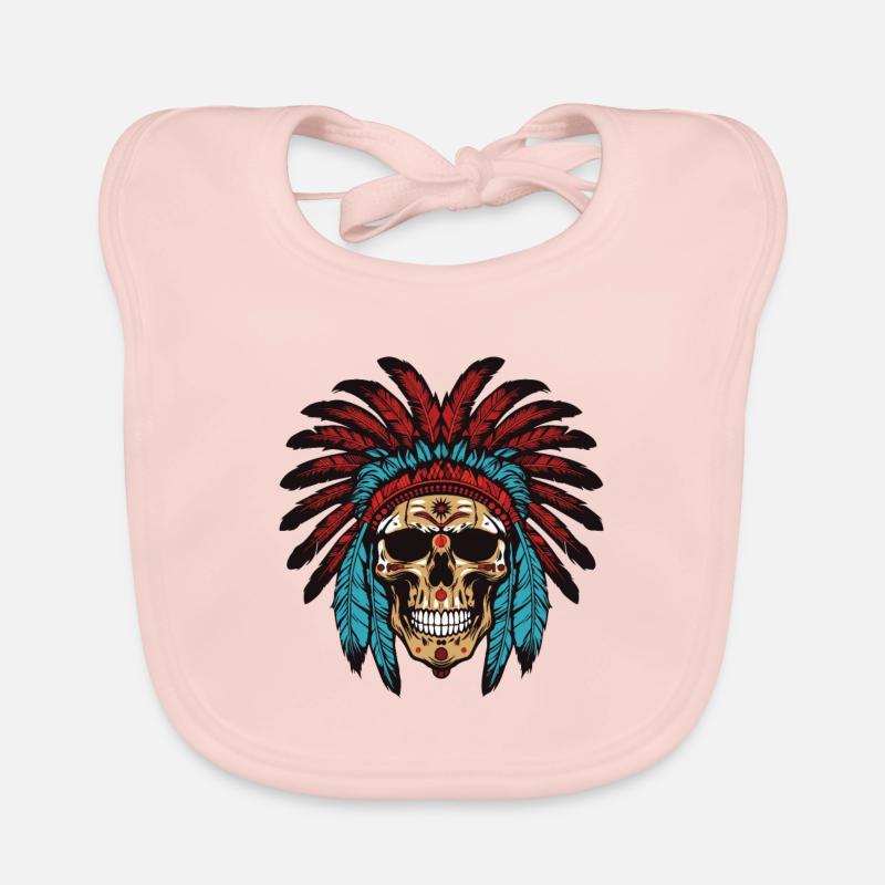 Apache Skull Indian Chief Organic Baby Bibs