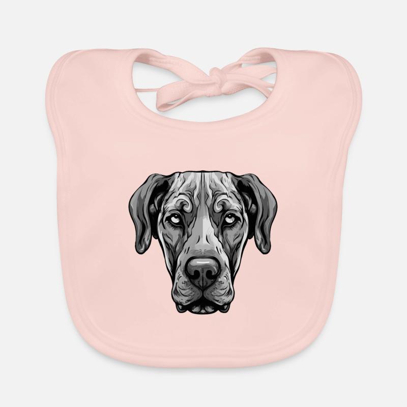 Great Dane Dog Portrait Organic Baby Bibs