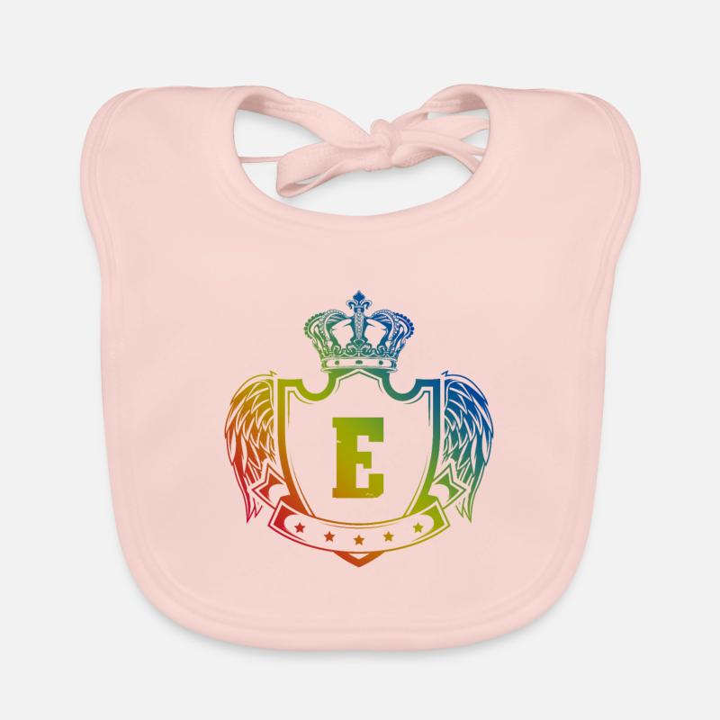 E Buchstabe Wappen - Baby Bio-Lätzchen - Rose