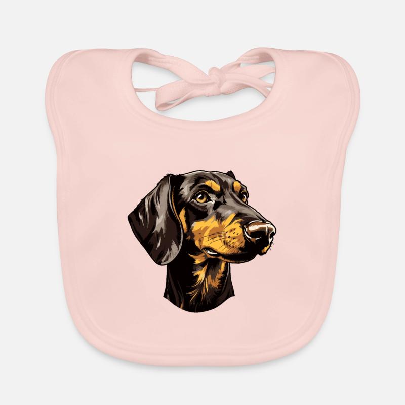 Dachshund Dog Head Dachshund Organic Baby Bibs