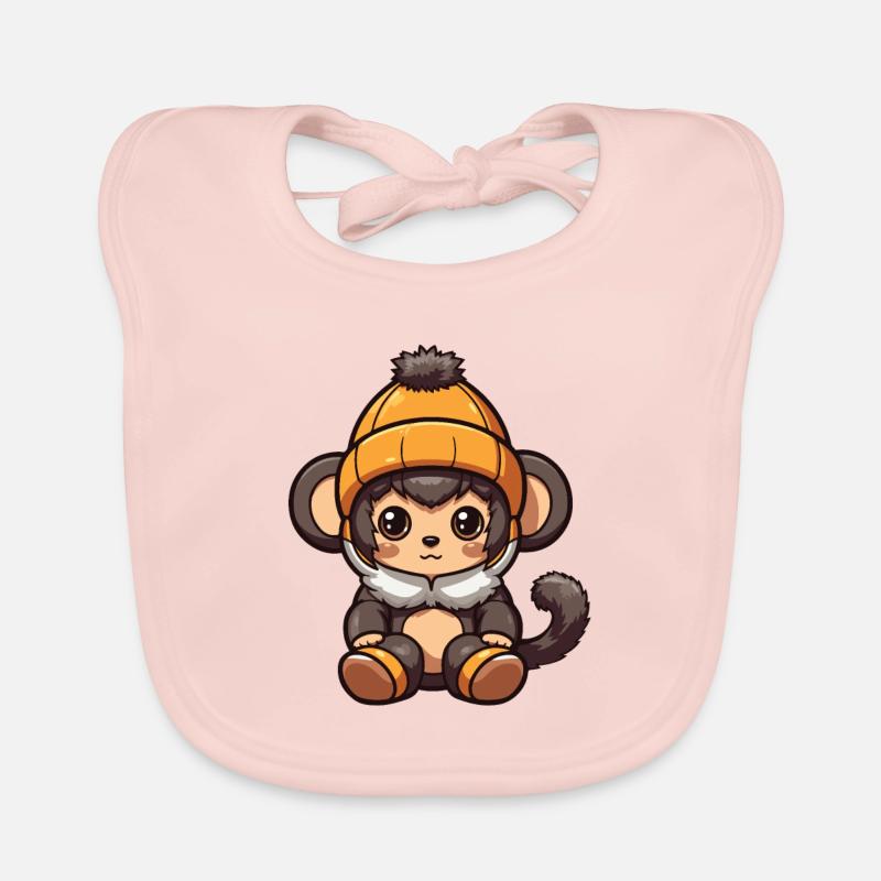 Monkey Winter Comic Organic Baby Bibs