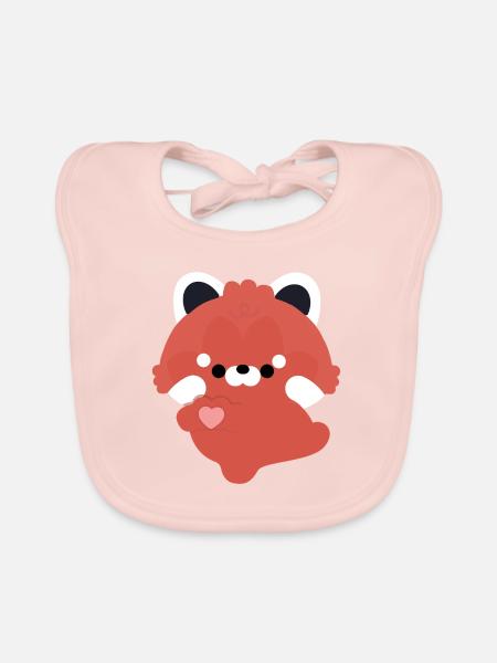 Amour Panda Rouge - Bavoir bio Bébé - rose - Devant