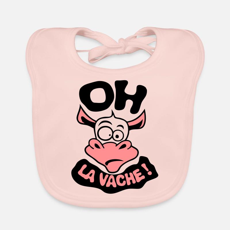 oh la vache expression citation exclamat - Bavoir bio Bébé - rose