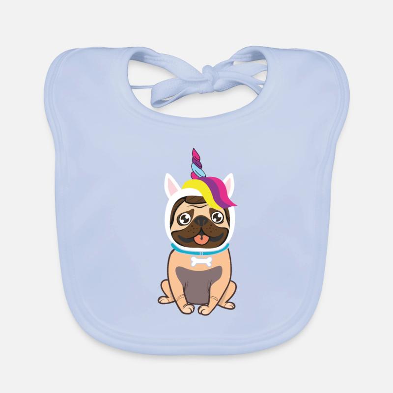 Mops in Einhornkostüm Baby Bio-Lätzchen