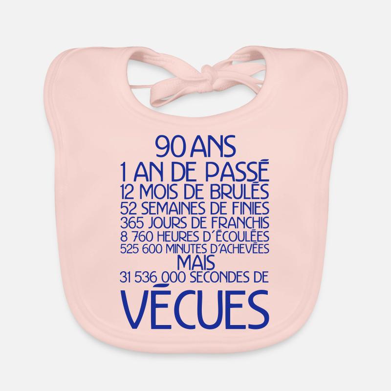 90 ans temps vecu anniversaire - Bavoir bio Bébé - rose