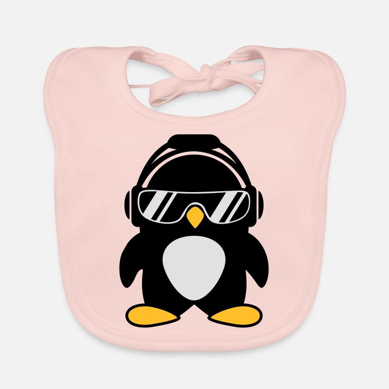 Pinguin mit Kopfhörer Baby Bio-Lätzchen