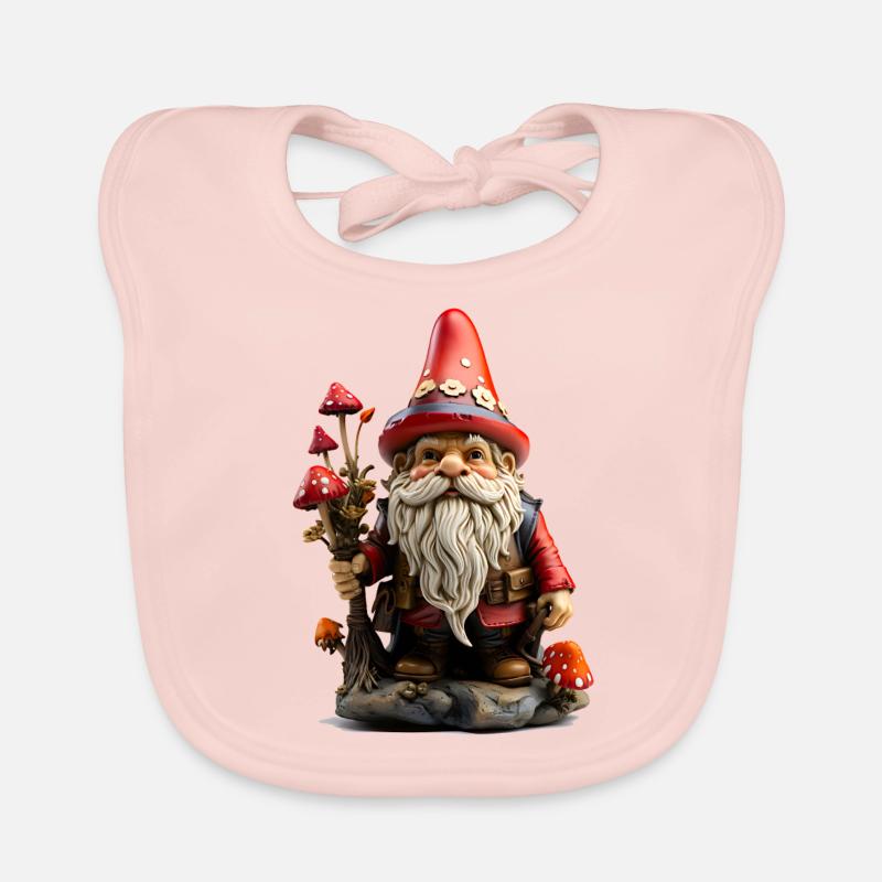 Garden gnome with red cap Organic Baby Bibs